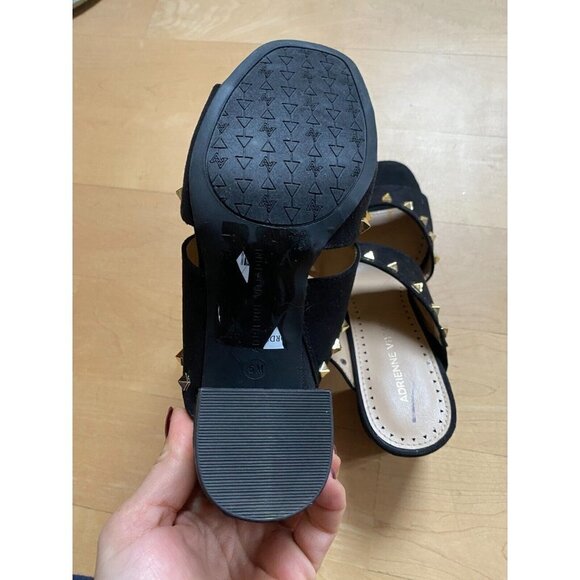 Adrienne Vittadini "Anisette" slide Sandal Mule black sz 6M block heel studded - Picture 7 of 7